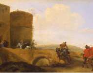 Asselijn Jan Riders Gallopping towards the Gates of the Fortress  - Hermitage